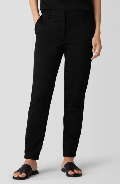 Eileen Fisher Jersey Tapered Ankle Trousers In Black