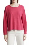 Eileen Fisher Jewel Neck Box Top In Geranium In Multi