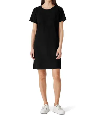 Eileen Fisher Jewel Neck Knee Length Dress In Black