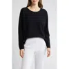 Eileen Fisher Jewel Neck Linen & Cotton Knit Top In Black