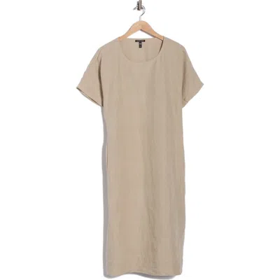 Eileen Fisher Jewel Neck Linen Dress In Neutral