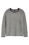 Eileen Fisher Jewel Neck Marled Knit Sweater In Black