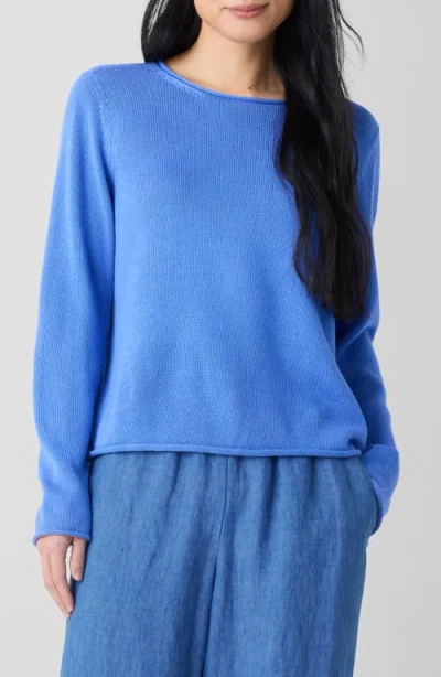 Eileen Fisher Jewel Neck Organic Cotton Blend Sweater In Ultma