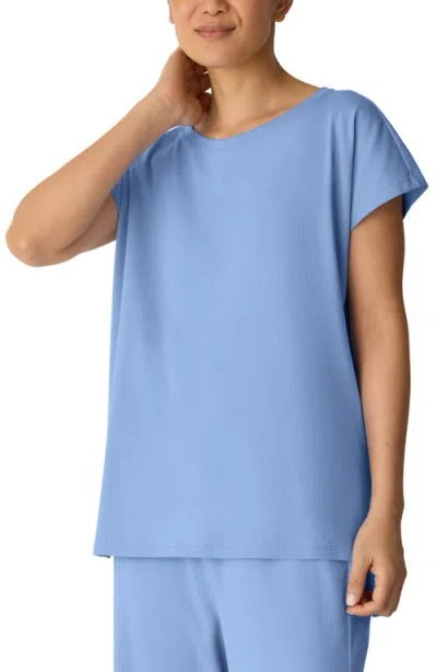 Eileen Fisher Jewel Neck Organic Cotton Pajama Top In Blue