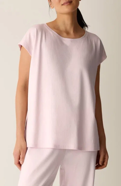 Eileen Fisher Jewel Neck Organic Cotton Pajama Top In Pink