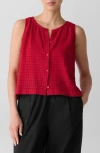 Eileen Fisher Jewel Neck Organic Cotton Vest In Red