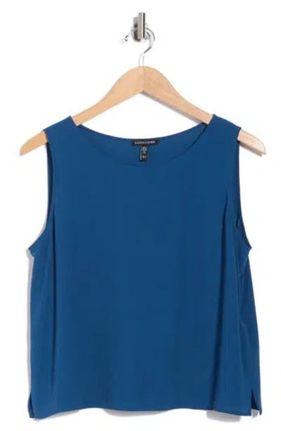 Eileen Fisher Jewel Neck Silk Shell Top In Green