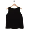 Eileen Fisher Jewel Neck Silk Tank In Black