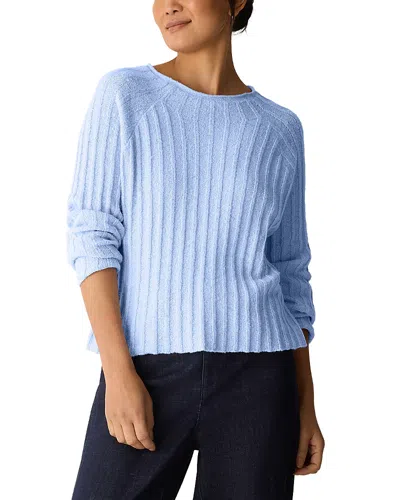 Eileen Fisher Jewel Neck Sweater In Blue