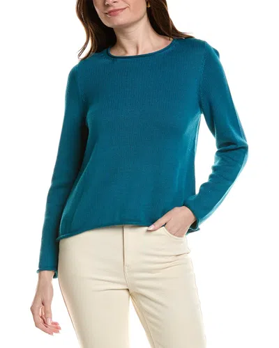 Eileen Fisher Jewel Neck Sweater In Blue