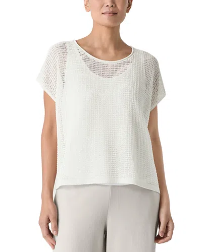 EILEEN FISHER COTTON JEWEL NECK SWEATER