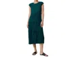 Eileen Fisher Petite Tiered A-line Crinkled Silk Midi Dress In Blue