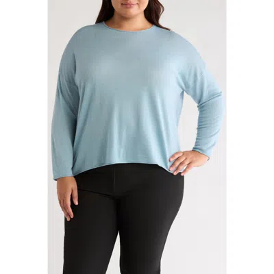 Eileen Fisher Jewel Neck Wool Sweater In Frost