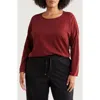Eileen Fisher Jewel Neck Wool Sweater In Redwood