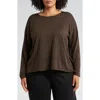 Eileen Fisher Jewel Neck Wool Sweater In Wren