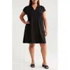 Eileen Fisher Johnny Collar Jersey Dress In Black