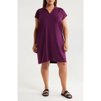 Eileen Fisher Johnny Collar Jersey Dress In Purple