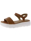 Eileen Fisher Jolie Womens Faux Leather Platform Ankle Strap In Gold