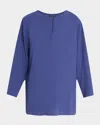 Eileen Fisher Silk Georgette Keyhole Top