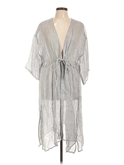 Pre-owned Eileen Fisher Kimono In Silver