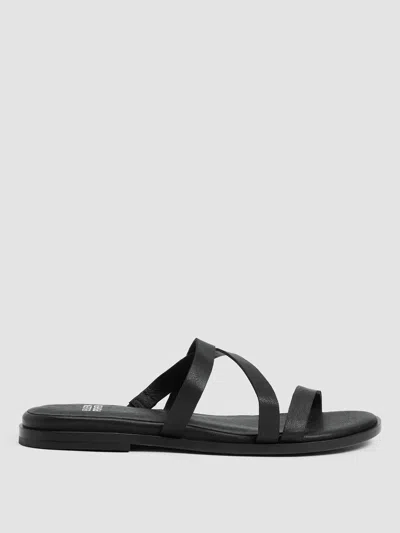 Eileen Fisher Kira Tumbled Leather Sandal In Black