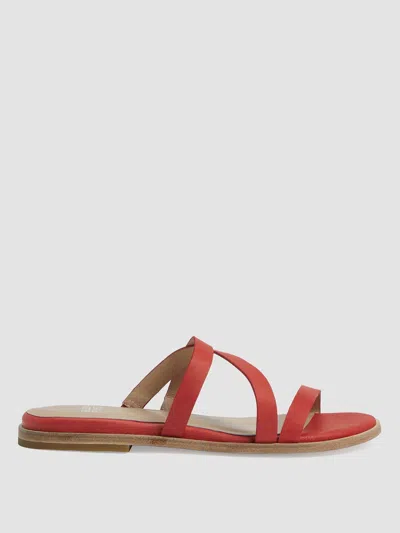 Eileen Fisher Kira Tumbled Leather Sandal In Red