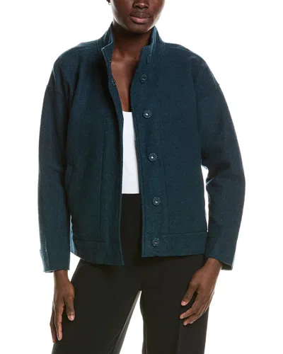 Eileen Fisher Knit Wool Jacket In Green