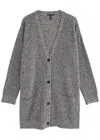 Eileen Fisher V-neck Cotton Blend Cardigan In Black