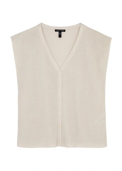 Eileen Fisher Knitted Cotton Top In Off White