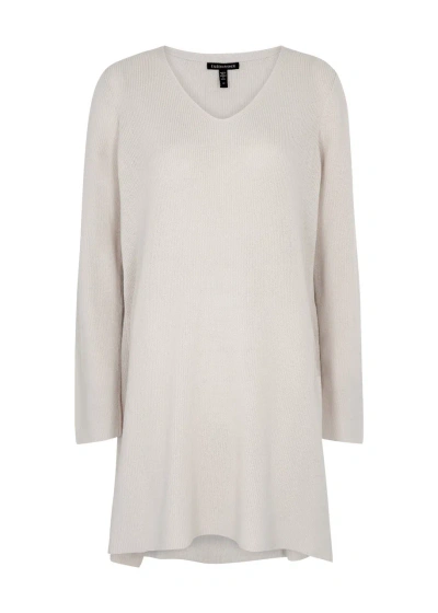 Eileen Fisher Knitted Cotton Tunic In Off White