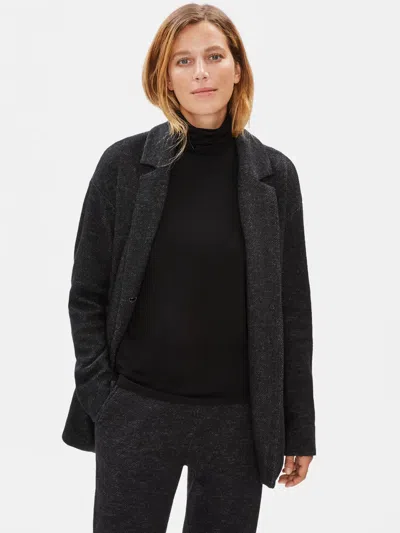 Eileen Fisher Knitted Wool Notch Collar Jacket In Gray