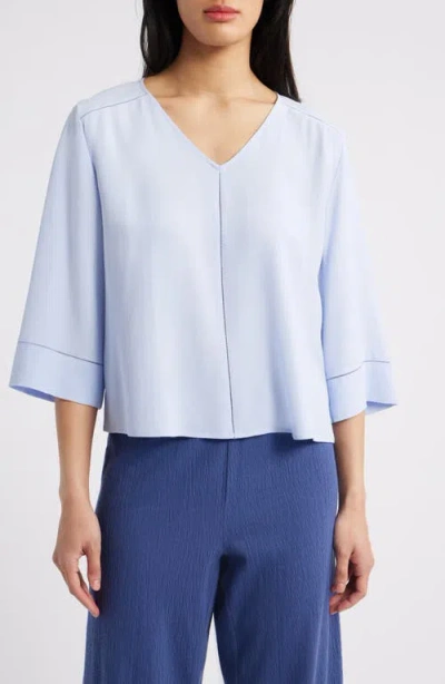 Eileen Fisher Ladder Trim Silk Top In Bellflower