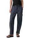 Eileen Fisher Cargo Silk Straight Leg Drawstring Pants In Blue
