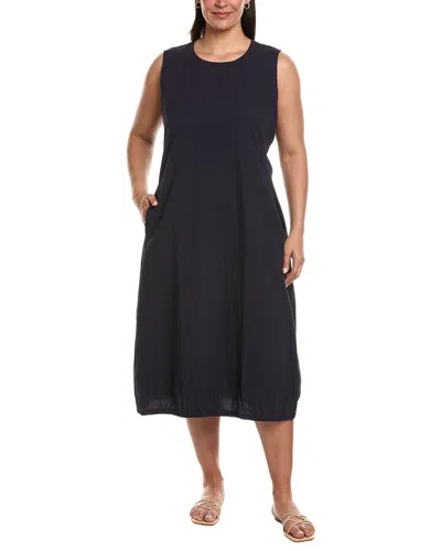 Eileen Fisher Plus Lantern Linen Maxi Dress In Black