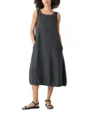 Eileen Fisher Organic Linen A-line Dress In Graphite