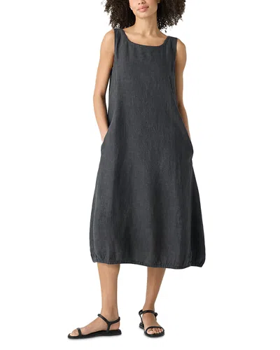 EILEEN FISHER WASHED LINEN DELAVE LANTERN DRESS