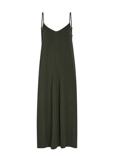 Eileen Fisher Lantern Jersey Midi Dress In Green