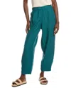 Eileen Fisher Pleated Cropped Organic Linen Lantern Pants In Blue