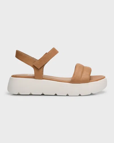 Eileen Fisher Leather Ankle-grip Platform Sandals In Honey