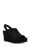 Eileen Fisher Lewis Suede Wedge Slingback Sandals In Black In Black