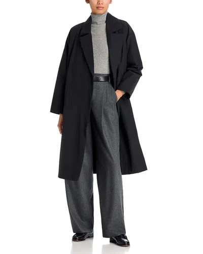 Eileen Fisher Light Cotton & Nylon Padded Trench Coat In Black