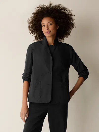 Eileen Fisher Light Cotton Nylon Blazer In Black