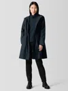 Eileen Fisher Light Cotton Nylon Hooded Coat In Blue