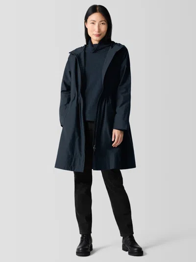 Eileen Fisher Light Cotton Nylon Hooded Coat