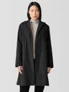 Eileen Fisher Light Cotton Nylon Hooded Coat In Black