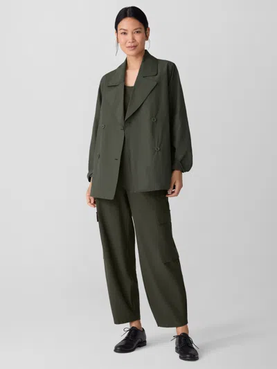 Eileen Fisher Light Cotton Nylon Short Trench Coat In Gray