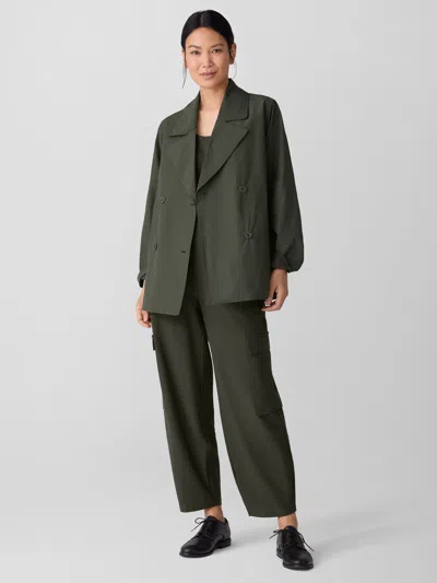 Eileen Fisher Light Cotton Nylon Short Trench Coat In Woodland