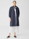 Eileen Fisher Light Cotton Nylon Stand Collar Coat In Blue