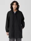 Eileen Fisher Light Cotton Nylon Stand Collar Long Coat In Black