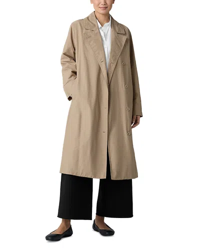 Eileen Fisher Light Cotton Nylon Trench Coat In Biscuit